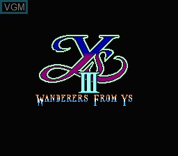 Title screen of the game Ys III - Wanderers from Ys on Nintendo NES