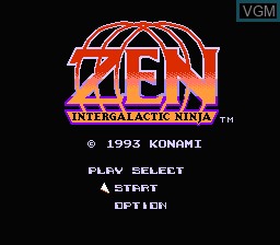 Title screen of the game Zen - Intergalactic Ninja on Nintendo NES