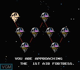 Menu screen of the game Air Fortress on Nintendo NES