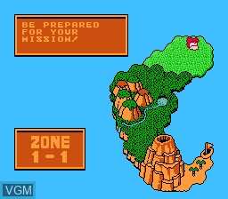 Menu screen of the game Amagon on Nintendo NES