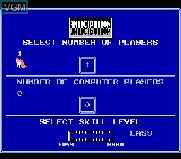 Menu screen of the game Anticipation on Nintendo NES