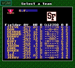 Menu screen of the game Bad News Baseball on Nintendo NES