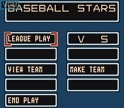 Menu screen of the game Baseball Stars on Nintendo NES