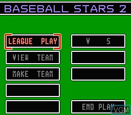 Menu screen of the game Baseball Stars II on Nintendo NES
