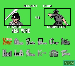 Menu screen of the game Bases Loaded 4 on Nintendo NES