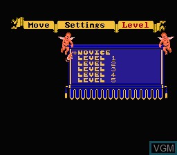 Menu screen of the game Battle Chess on Nintendo NES