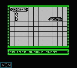 Menu screen of the game Battleship on Nintendo NES