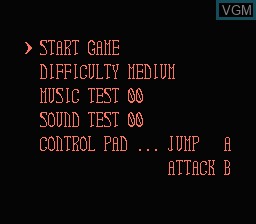 Menu screen of the game Bram Stoker's Dracula on Nintendo NES