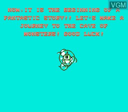 Menu screen of the game Bubble Bobble Part 2 on Nintendo NES