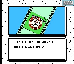 Menu screen of the game Bugs Bunny Birthday Blowout, The on Nintendo NES