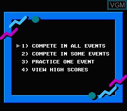 Menu screen of the game California Games on Nintendo NES