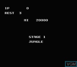 Menu screen of the game Contra on Nintendo NES