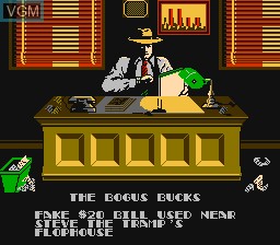 Menu screen of the game Dick Tracy on Nintendo NES