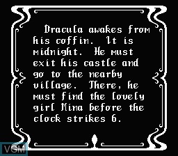 Menu screen of the game Drac's Night Out on Nintendo NES