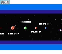 Menu screen of the game Gyruss on Nintendo NES
