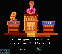 Menu screen of the game Hollywood Squares on Nintendo NES
