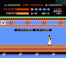 Menu screen of the game Kung Fu on Nintendo NES