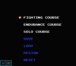 Menu screen of the game Mach Rider on Nintendo NES