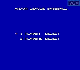 Menu screen of the game Major League Baseball on Nintendo NES