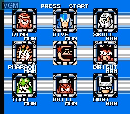 Menu screen of the game Mega Man 4 on Nintendo NES