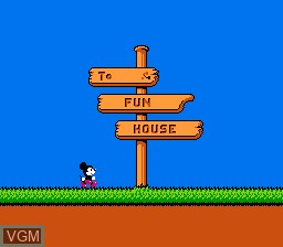 Menu screen of the game Mickey Mousecapade on Nintendo NES