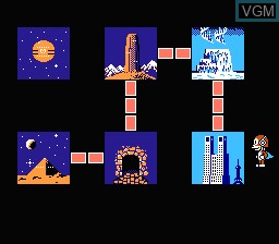 Menu screen of the game Perman Part 2 - Himitsu Kessha Madoodan o Taose! on Nintendo NES