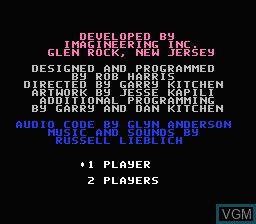 Menu screen of the game Stealth ATF on Nintendo NES