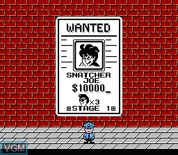 Menu screen of the game Street Cop on Nintendo NES