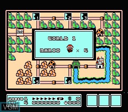 Menu screen of the game Super Mario Bros. 3 on Nintendo NES