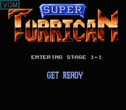 Menu screen of the game Super Turrican on Nintendo NES