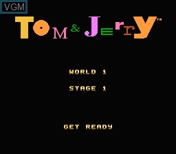 Menu screen of the game Tom & Jerry - The Ultimate Game of Cat and Mouse! on Nintendo NES