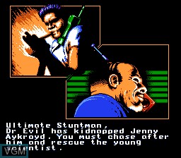 Menu screen of the game Ultimate Stuntman, The on Nintendo NES