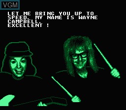 Menu screen of the game Wayne's World on Nintendo NES