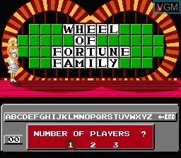 Menu screen of the game Wheel of Fortune - Family Edition on Nintendo NES