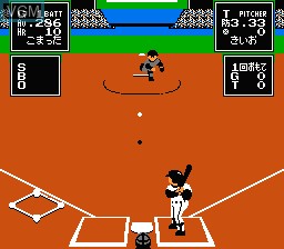 In-game screen of the game Kyuukyoku Harikiri Stadium '88 Senshuu Shin Data Version on Nintendo NES
