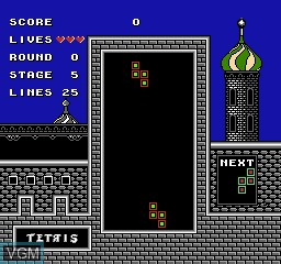 In-game screen of the game Tetris Family 9-in-1 on Nintendo NES