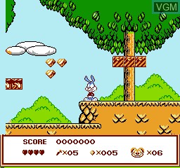 In-game screen of the game Tiny Toon Adventures 6 on Nintendo NES