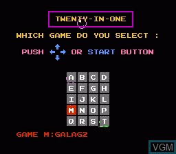 In-game screen of the game 20-in-1 on Nintendo NES