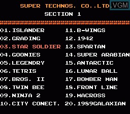 In-game screen of the game 58-in-1 on Nintendo NES