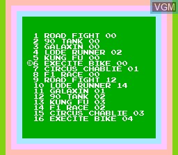 In-game screen of the game 68-in-1 on Nintendo NES