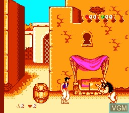 In-game screen of the game Aladdin on Nintendo NES