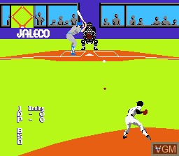 In-game screen of the game Bases Loaded on Nintendo NES