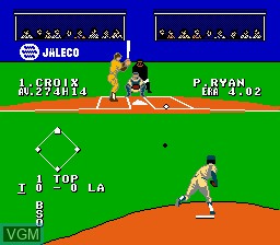 In-game screen of the game Bases Loaded 4 on Nintendo NES