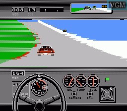 In-game screen of the game Bill Elliott's NASCAR Challenge on Nintendo NES
