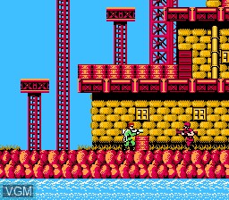 In-game screen of the game Bionic Commando on Nintendo NES