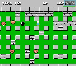 In-game screen of the game Bomberman on Nintendo NES