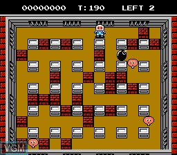 In-game screen of the game Bomberman II on Nintendo NES