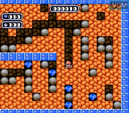In-game screen of the game Boulder Dash on Nintendo NES