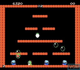 In-game screen of the game Bubble Bobble on Nintendo NES
