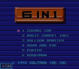 In-game screen of the game 6-in-1 on Nintendo NES